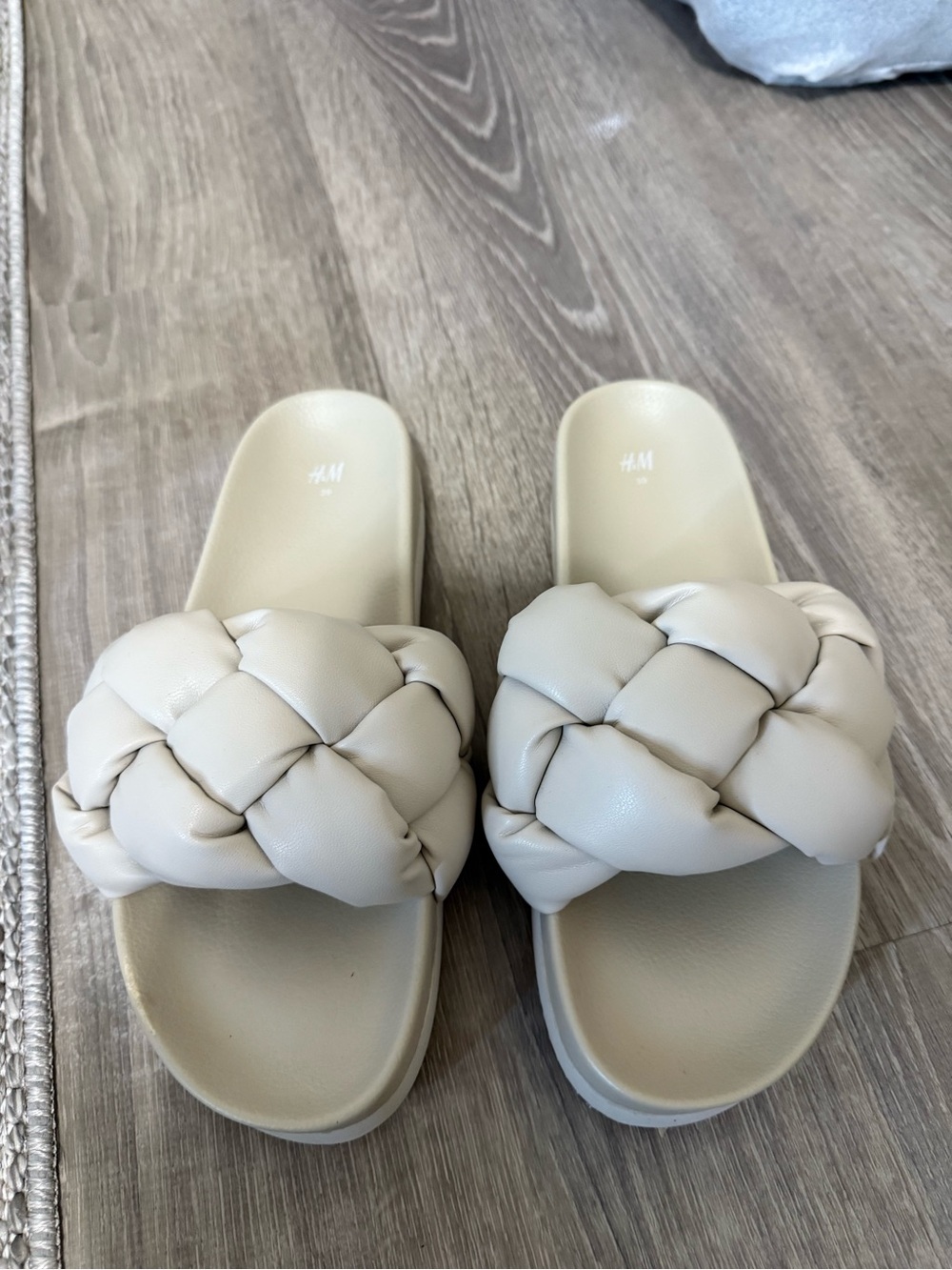 H&M Braided Cream Slide Sandals - Slip-On Women's Mules